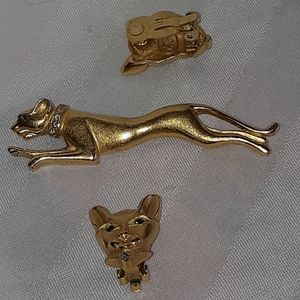 Joan Collins Cougar Earrings & Brooch Set